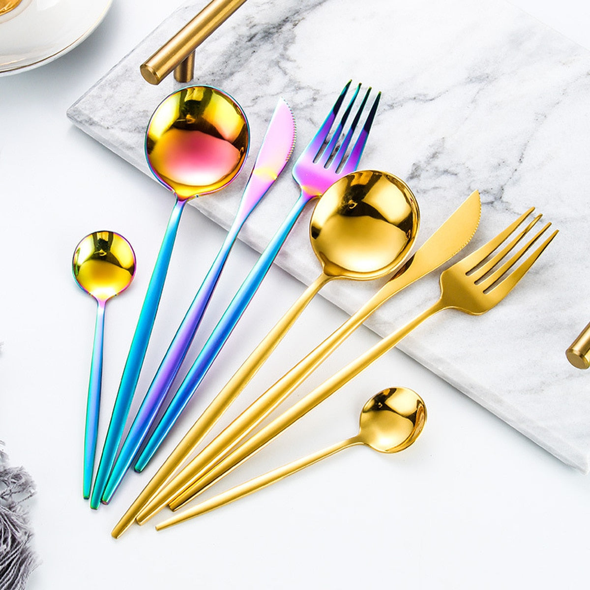 24-Piece Gold Stainless Steel Flatware Set with Gift Box