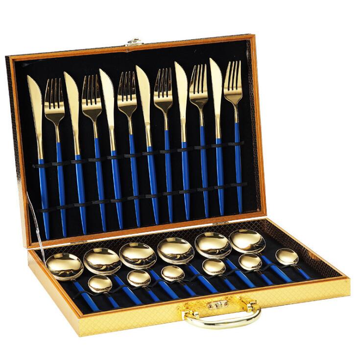 24-Piece Gold Stainless Steel Flatware Set with Gift Box
