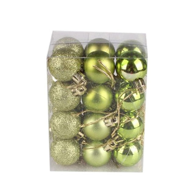 Christmas Tree Baubles 24pc Colorful Hanging Ornament Set