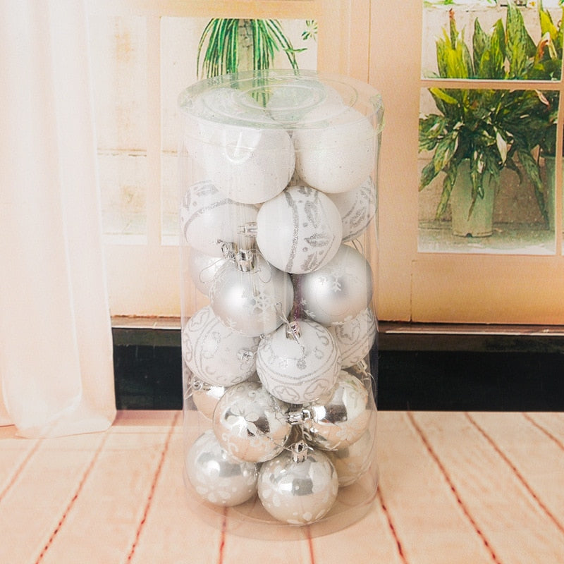 Christmas Ornaments Set: Elegant White Gold Tree Decor