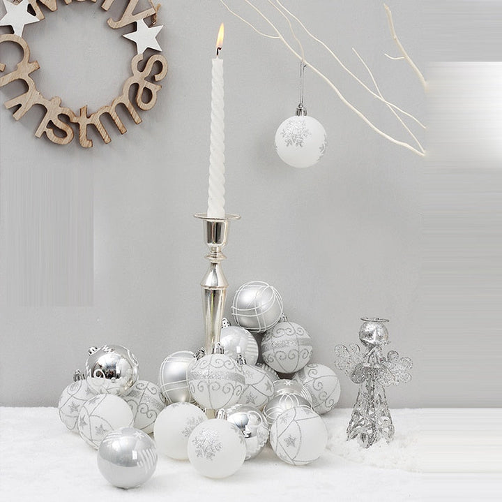 Christmas Ornaments Set: Elegant White Gold Tree Decor