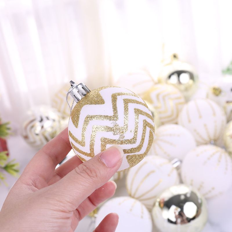Christmas Ornaments Set: Elegant White Gold Tree Decor