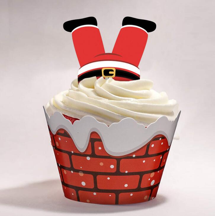 Christmas Cupcake Toppers & Wrappers Set, 24-Piece