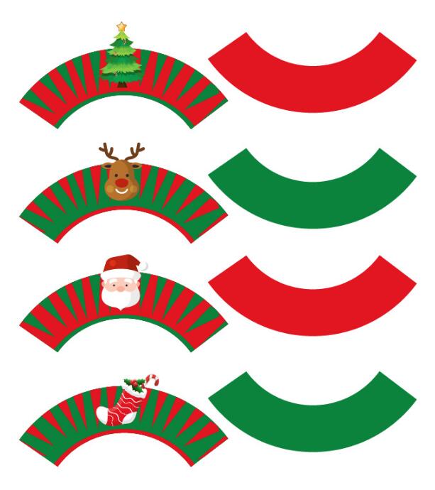 Christmas Cupcake Toppers & Wrappers Set, 24-Piece