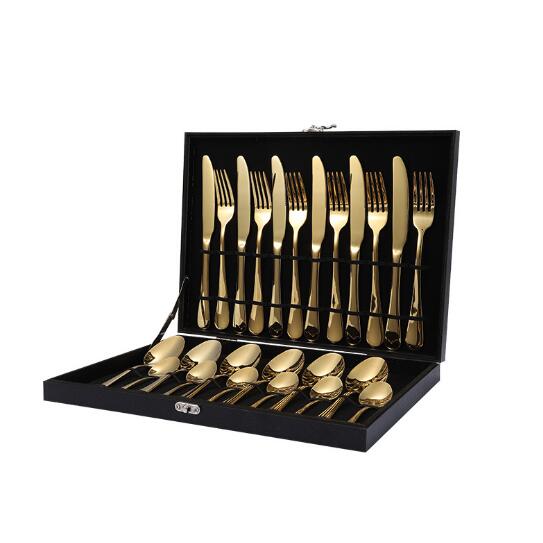 24-Piece Rainbow Stainless Steel Flatware Set Gift Box