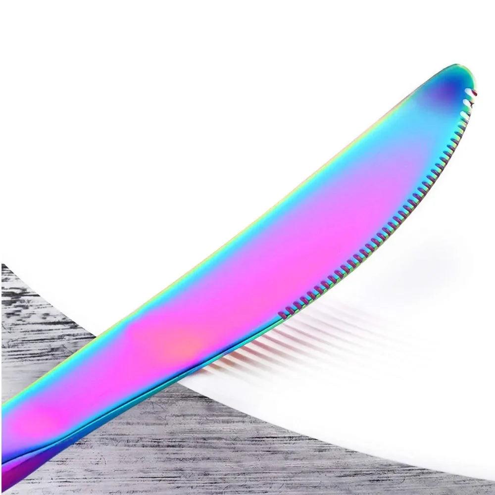 24-Piece Rainbow Stainless Steel Flatware Set Gift Box