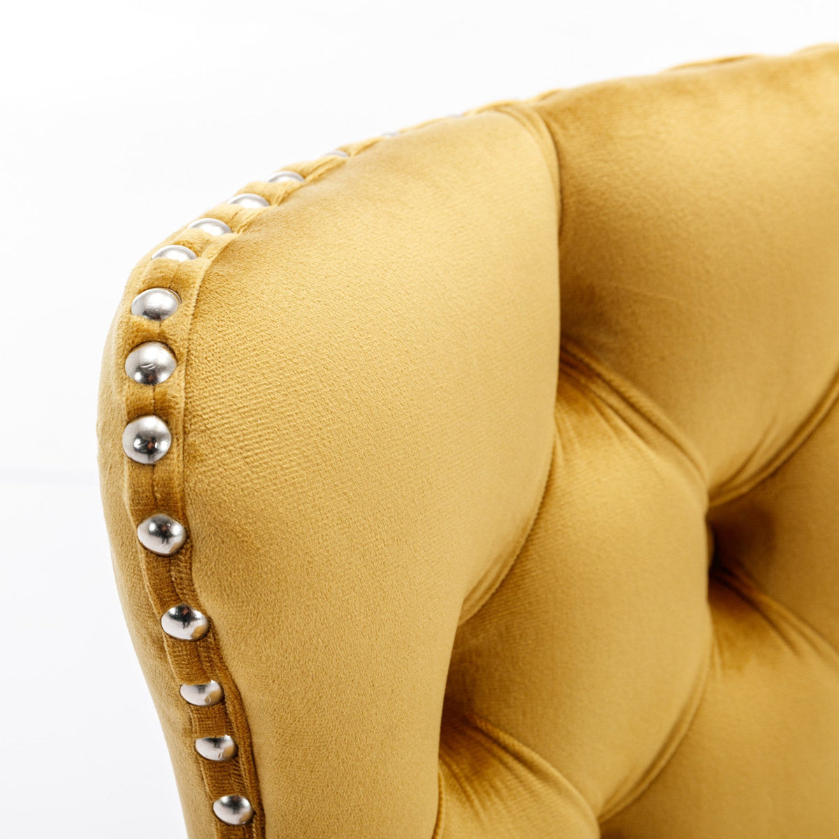 Tufted Gold Velvet Bar Stools, Adjustable Chrome Base
