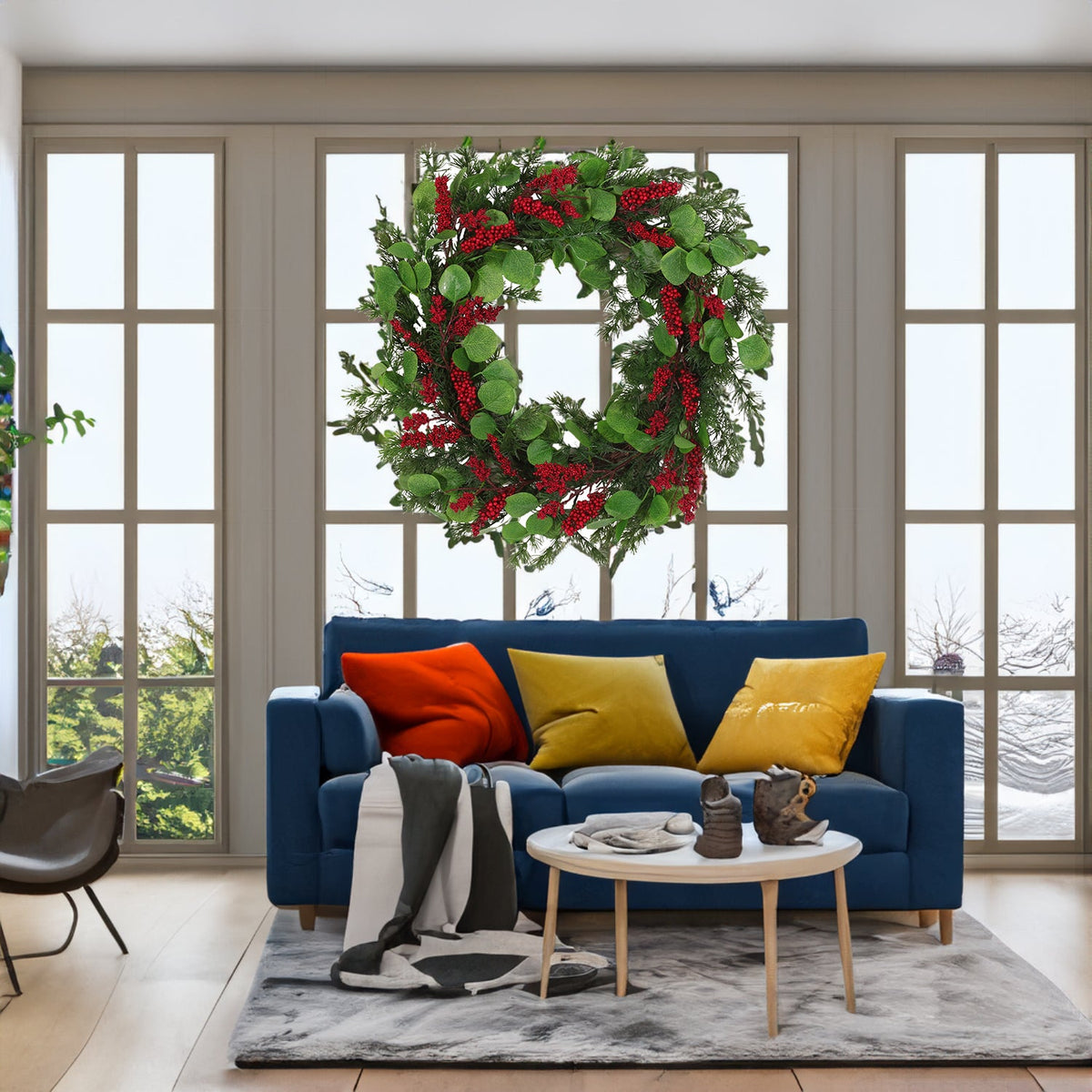 25.5-Inch Holiday Berry Wreath for Festive Entryways