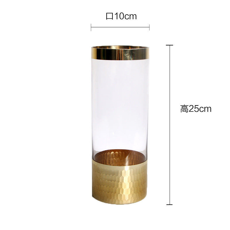 Modern Glass Vase With Textured Gold Base Centerpiece