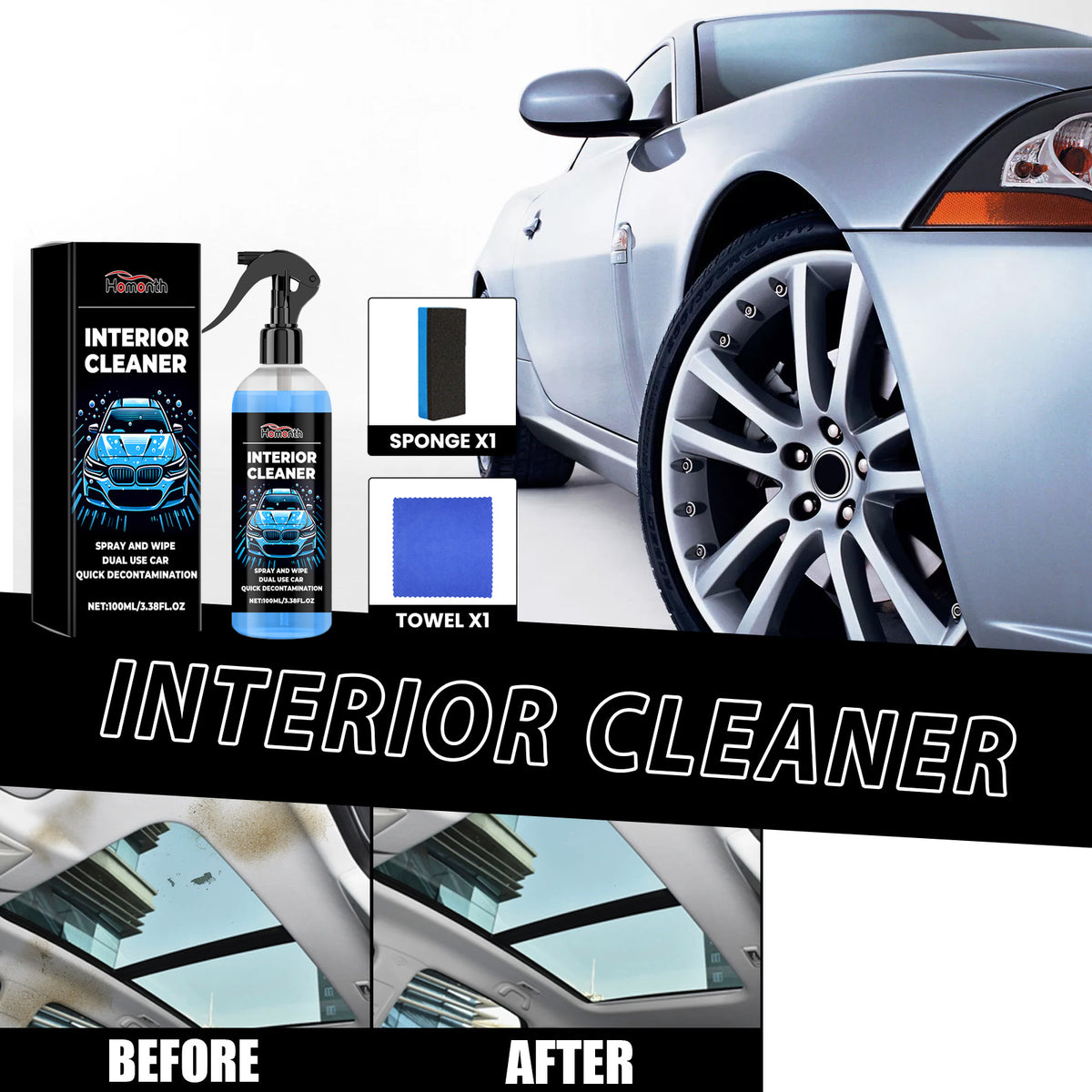 Car Interior Cleaner for Quick Spray-and-Wipe Care