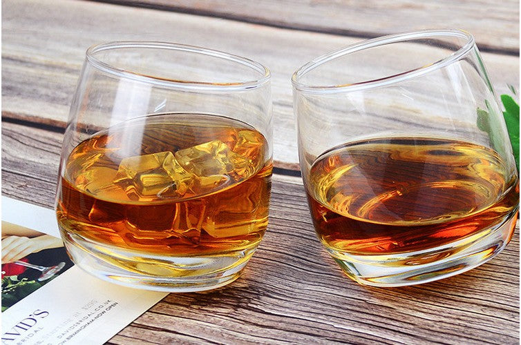 Tilted-Rim Whisky Tumbler Set of 6, 265 ml Crystal Glass