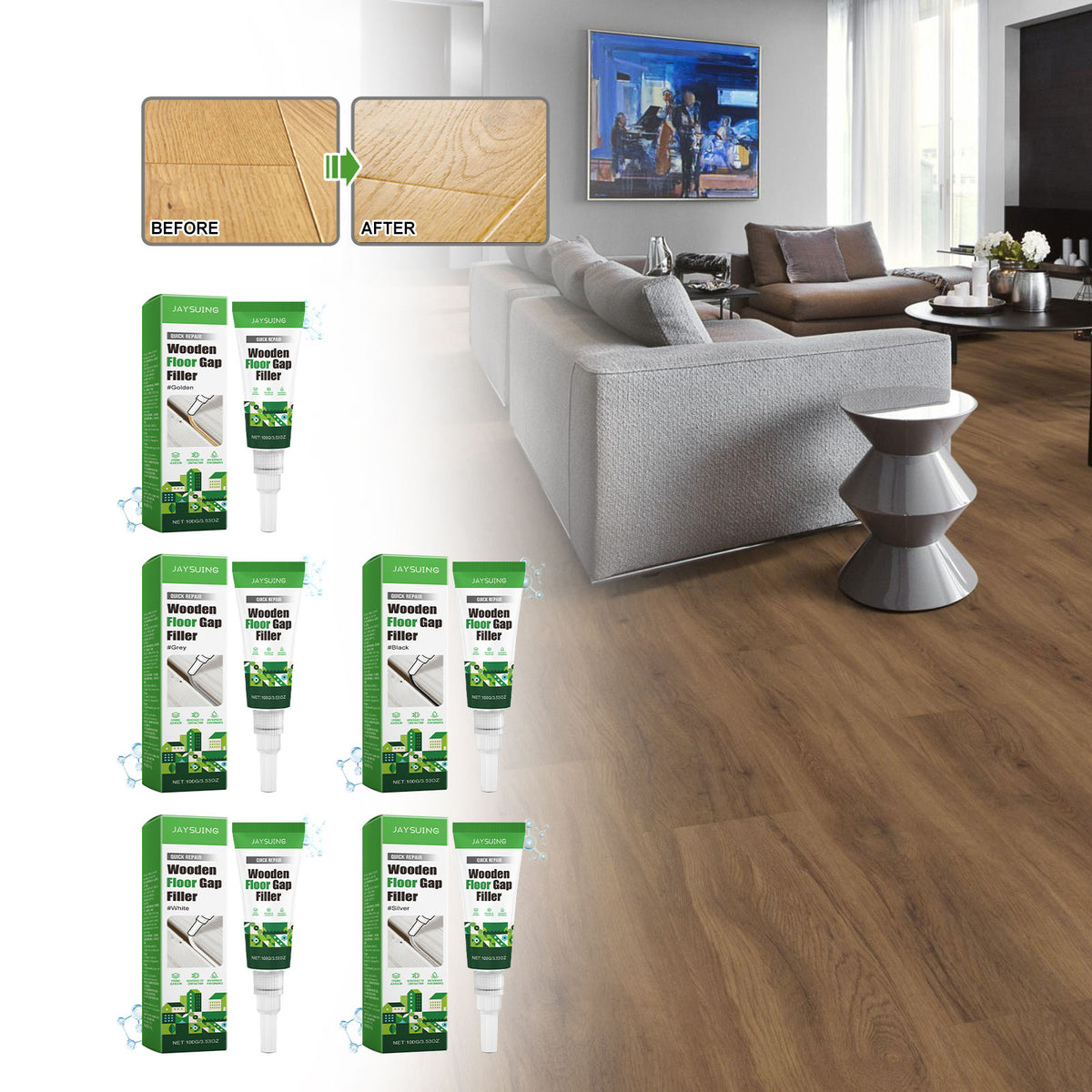 Wood Floor Gap Filler for Quick Scratch Repair and Gaps
