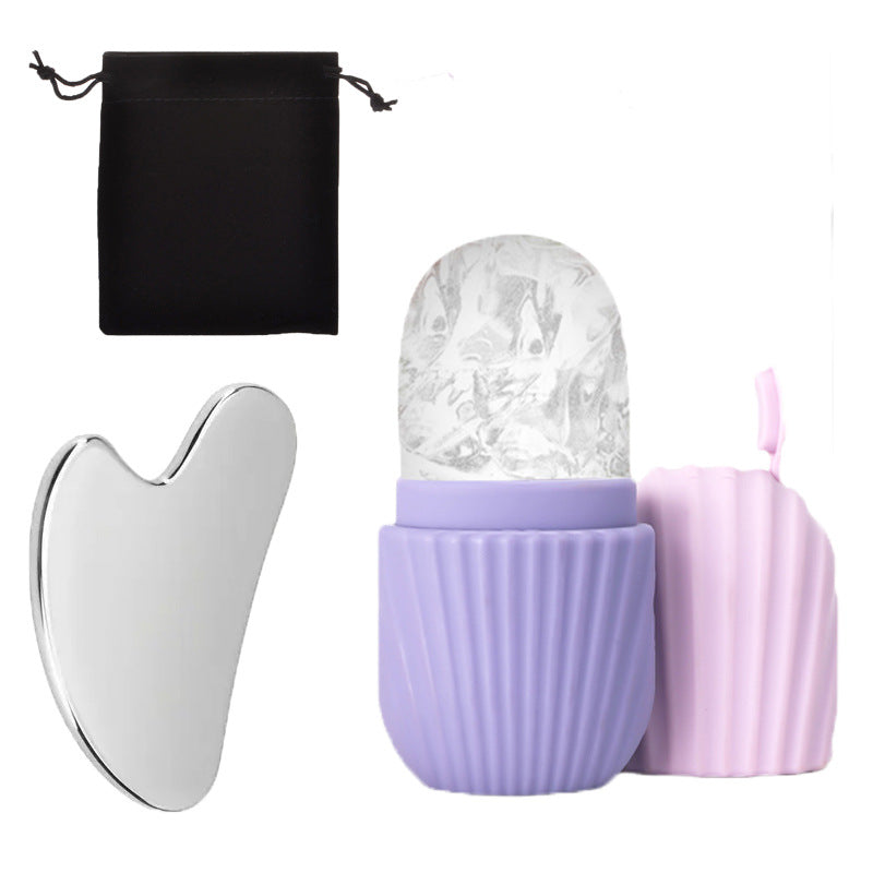 Ice Roller & Gua Sha Set for Face Depuffing & Pain Relief