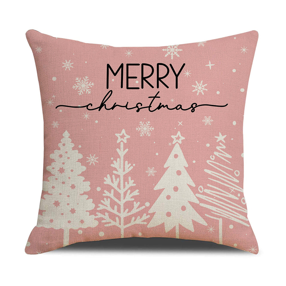 Pink Christmas Snowman Pillow Cover, Holiday Sofa Cushion