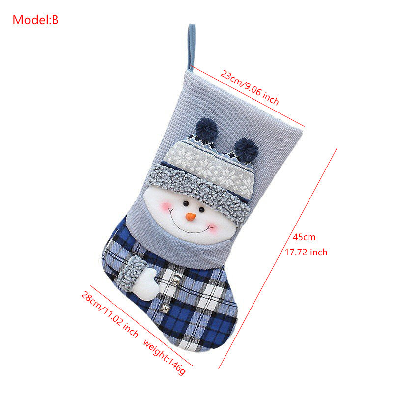 Christmas Stocking Gift Bag | Cozy Snowman Tree Decor
