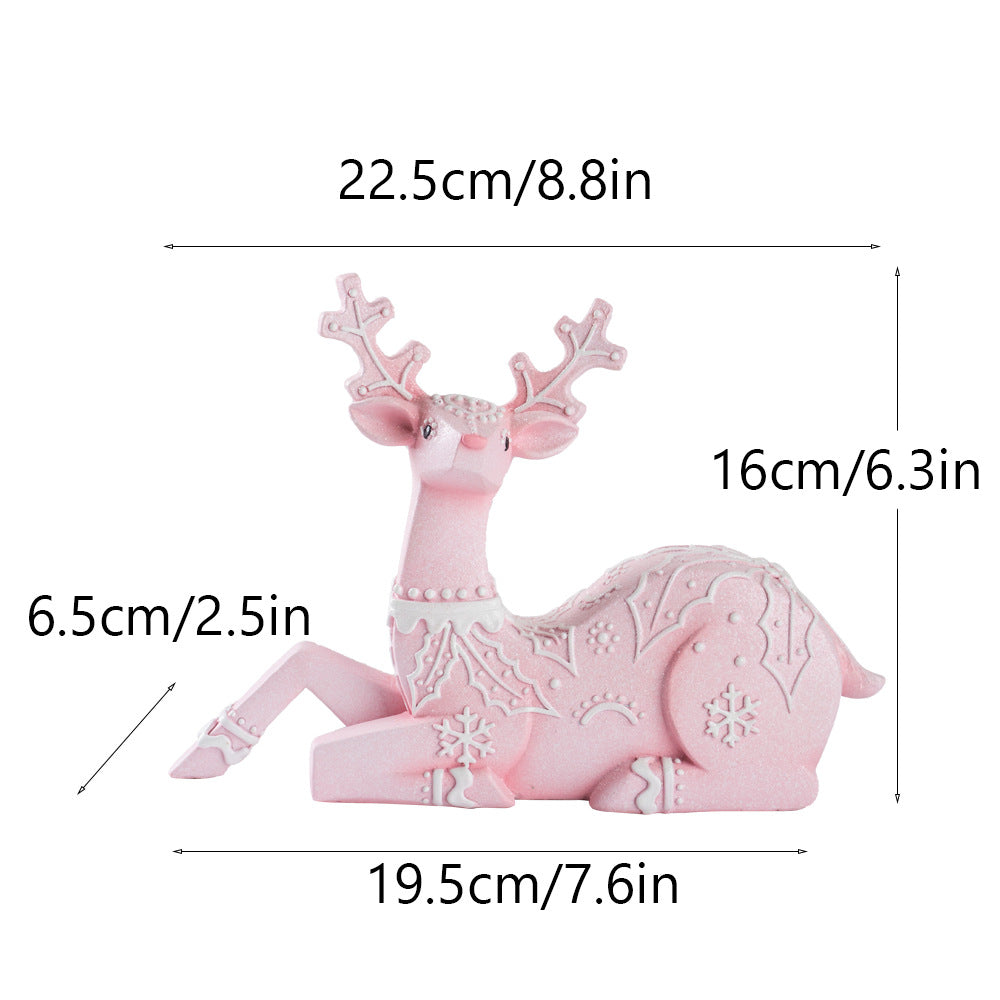 Christmas Resin Reindeer Decor Pair for Rustic Mantels