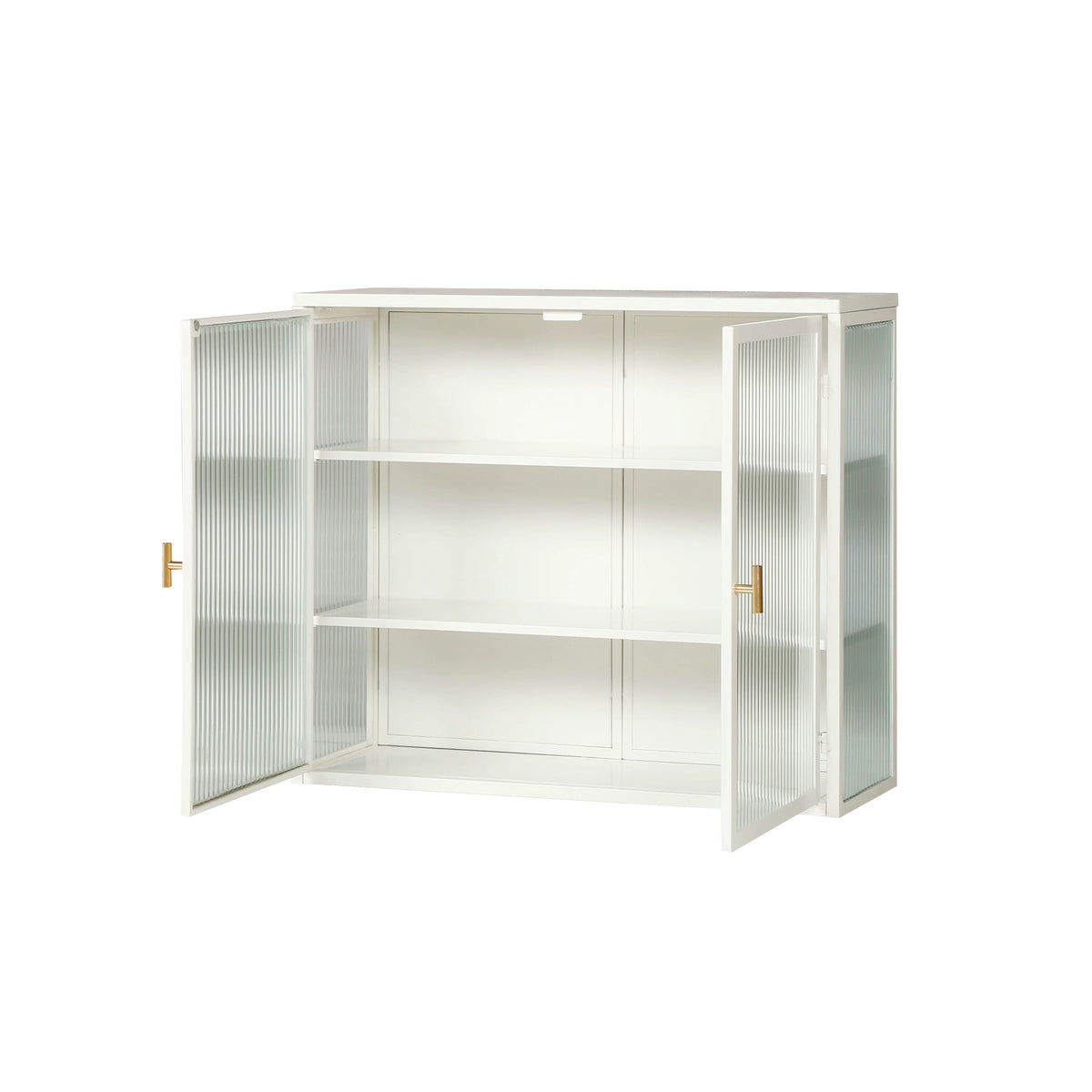 Fluted Glass Bathroom Wall Cabinet with Three Tiers