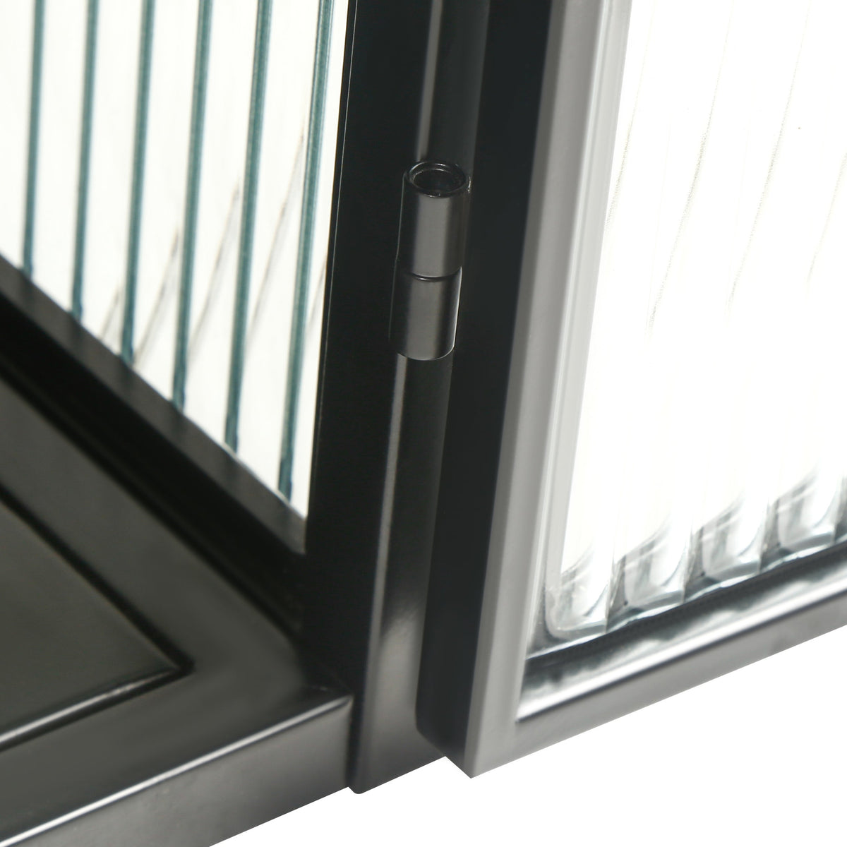 Wall-Mounted Glass Cabinet, Black Fluted Storage