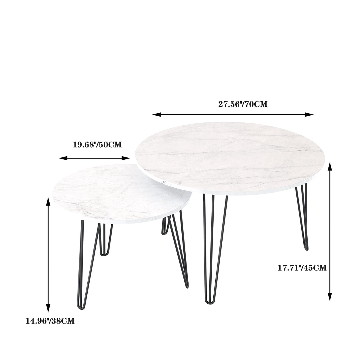 Round Nesting Coffee Table Set of 2 for Living Room