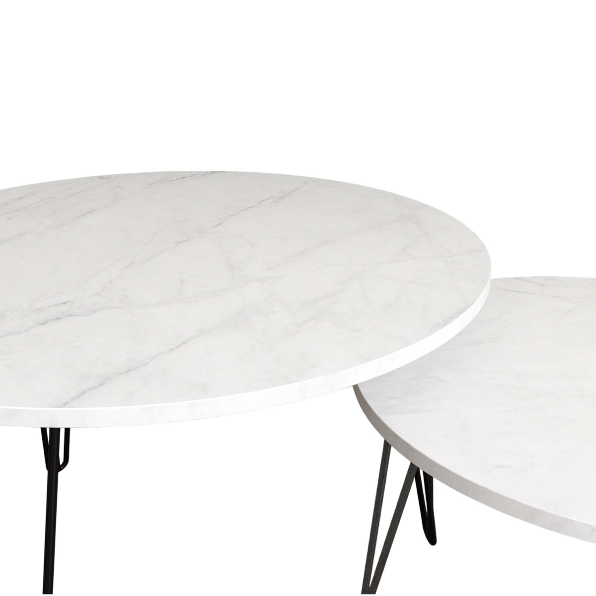 Round Nesting Coffee Table Set of 2 for Living Room