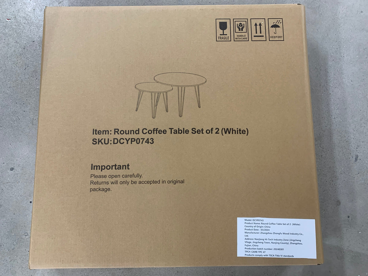 Round Nesting Coffee Table Set of 2 for Living Room