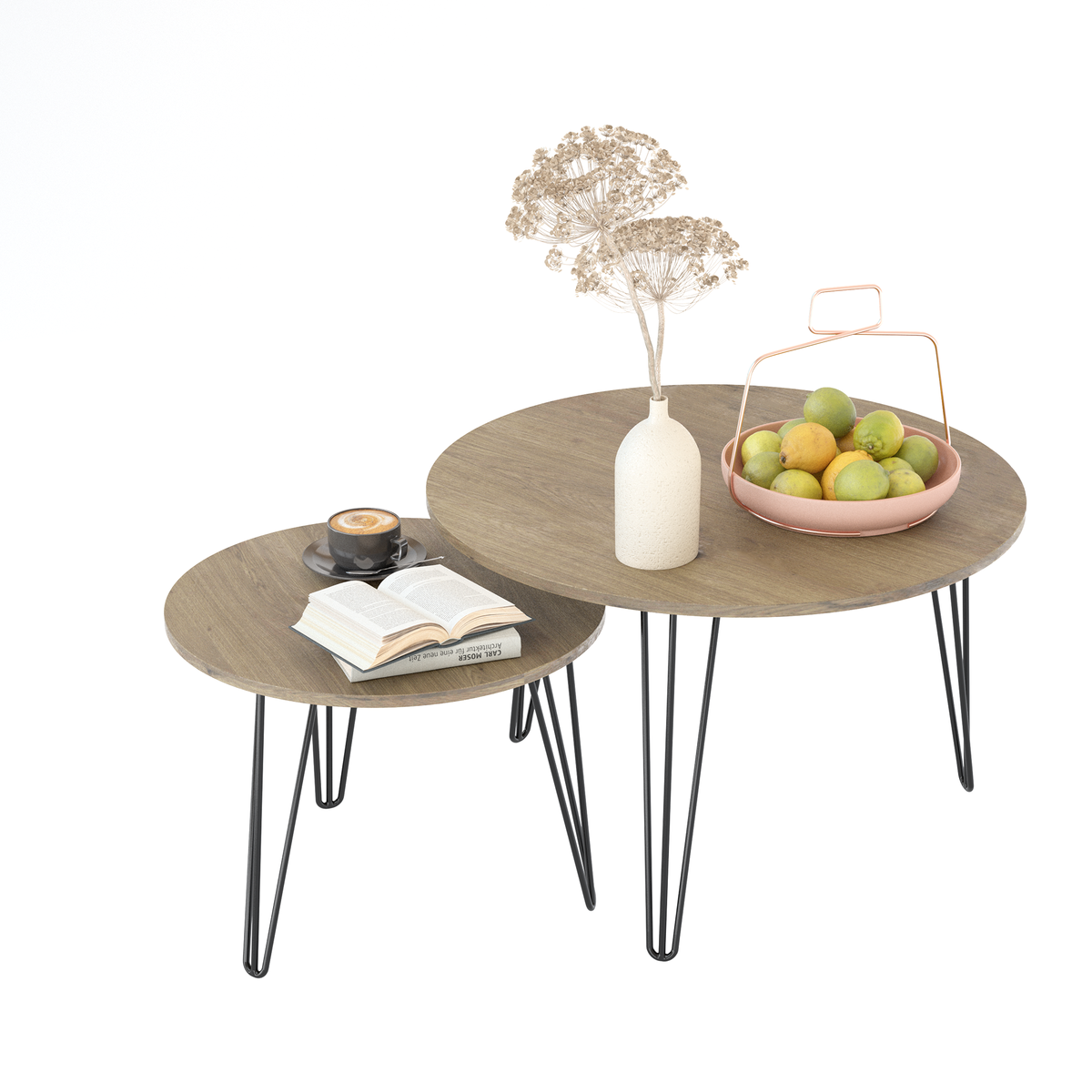 Round Nesting Coffee Table Set of 2 for Living Room