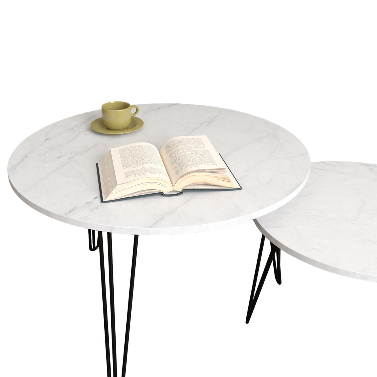 Round Nesting Coffee Table Set of 2 for Living Room