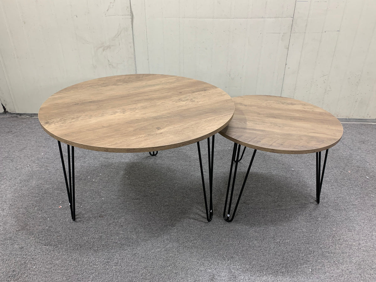 Round Nesting Coffee Table Set of 2 for Living Room