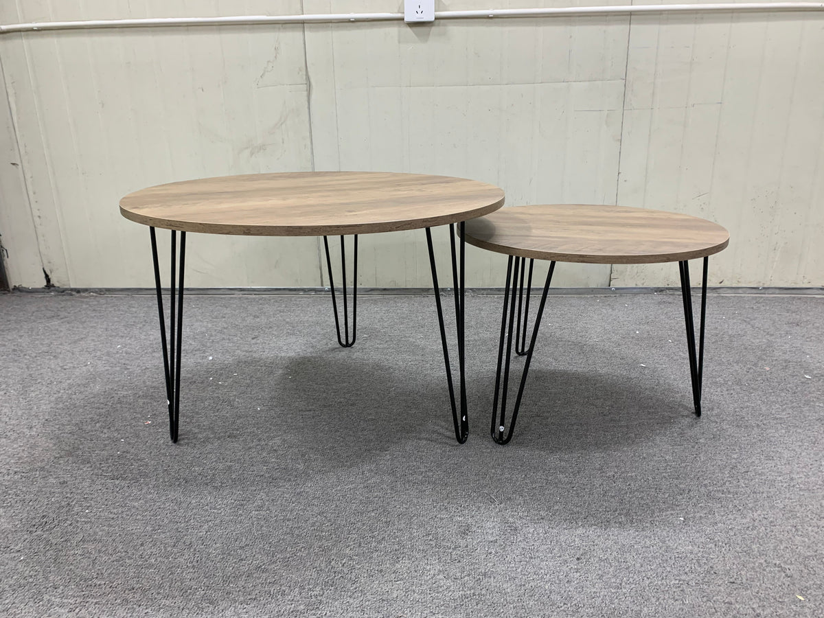 Round Nesting Coffee Table Set of 2 for Living Room