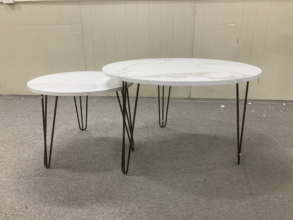Round Nesting Coffee Table Set of 2 for Living Room