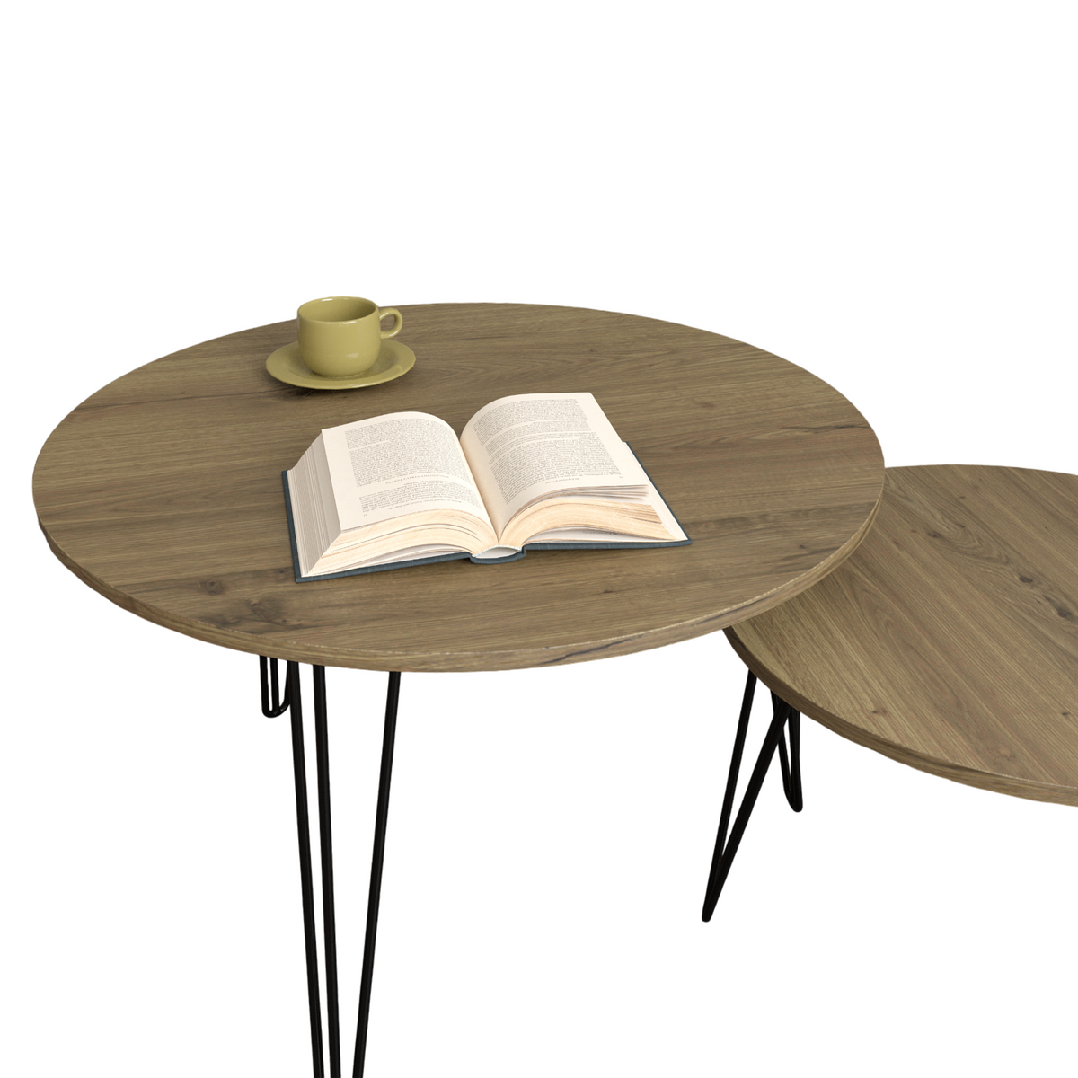 Round Nesting Coffee Table Set of 2 for Living Room