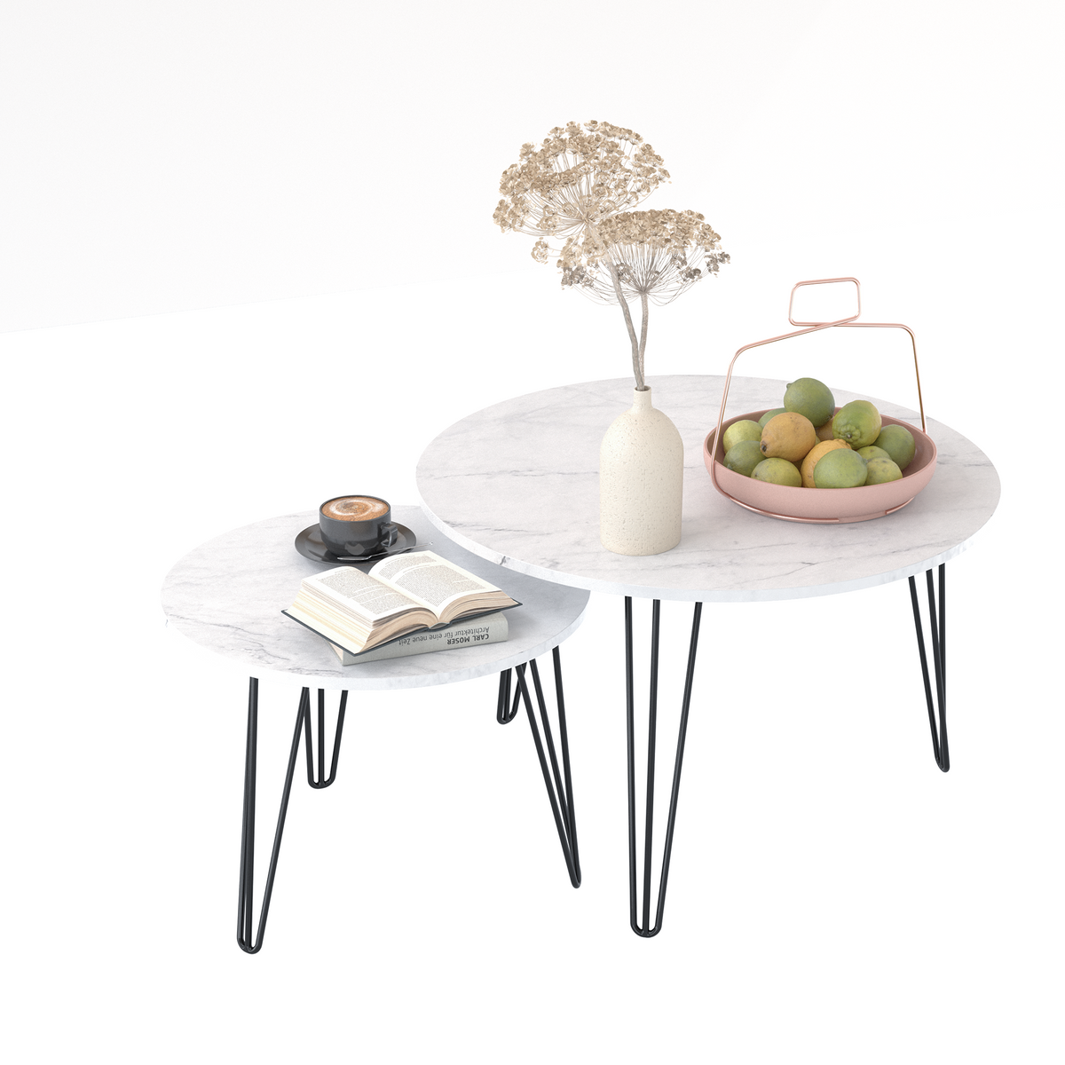 Round Nesting Coffee Table Set of 2 for Living Room