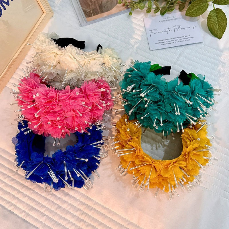 Floral Crystal Headband - Wide Padded Statement Hair Piece