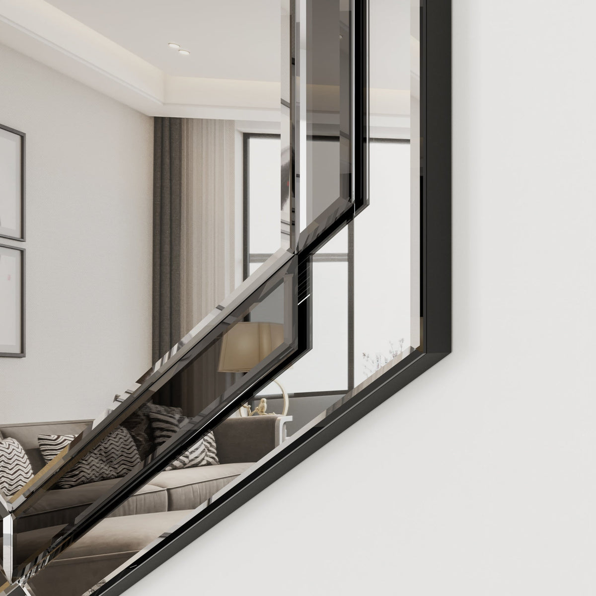 Layered Silver Round Wall Mirror for Living Room Decor