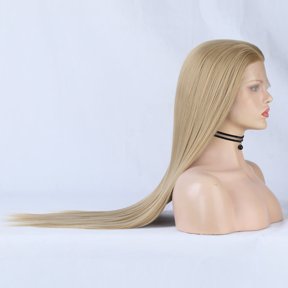 Lace Front Wig With Long Ombre Blonde Straight Hair