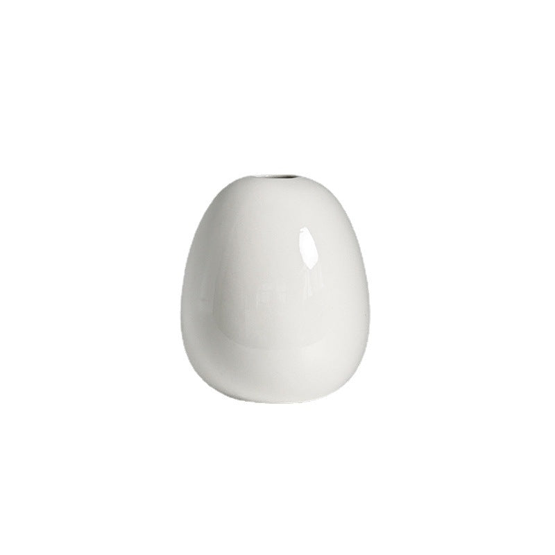 Small White Ceramic Bud Vase for Minimalist Shelf Decor