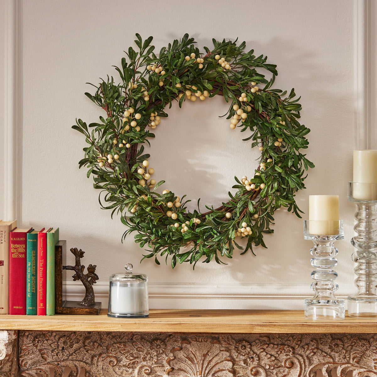 29 Inch Snowberry Wreath for Front Door Decor