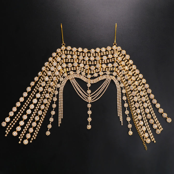 Bridal Hair Chain With Crystal Forehead Draping Jewelry