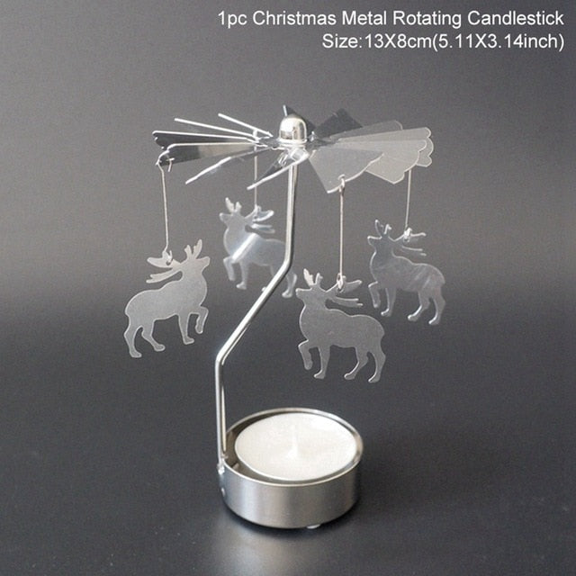 Metal Rotating Christmas Candlestick Table Centerpiece