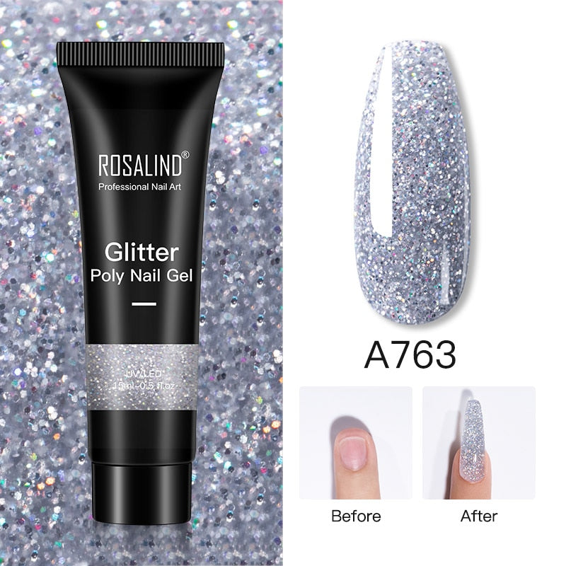 Glitter Poly Nail Gel Extensions for Salon-Style Sparkle