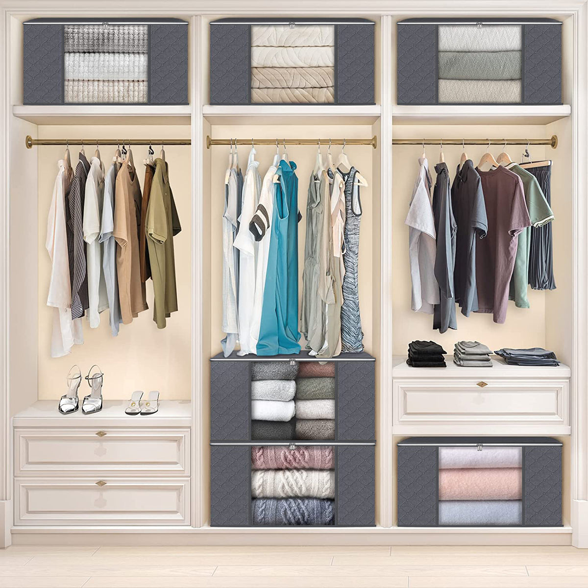 Clear Window Clothes Storage Bag 90L for Quilts & Bedding