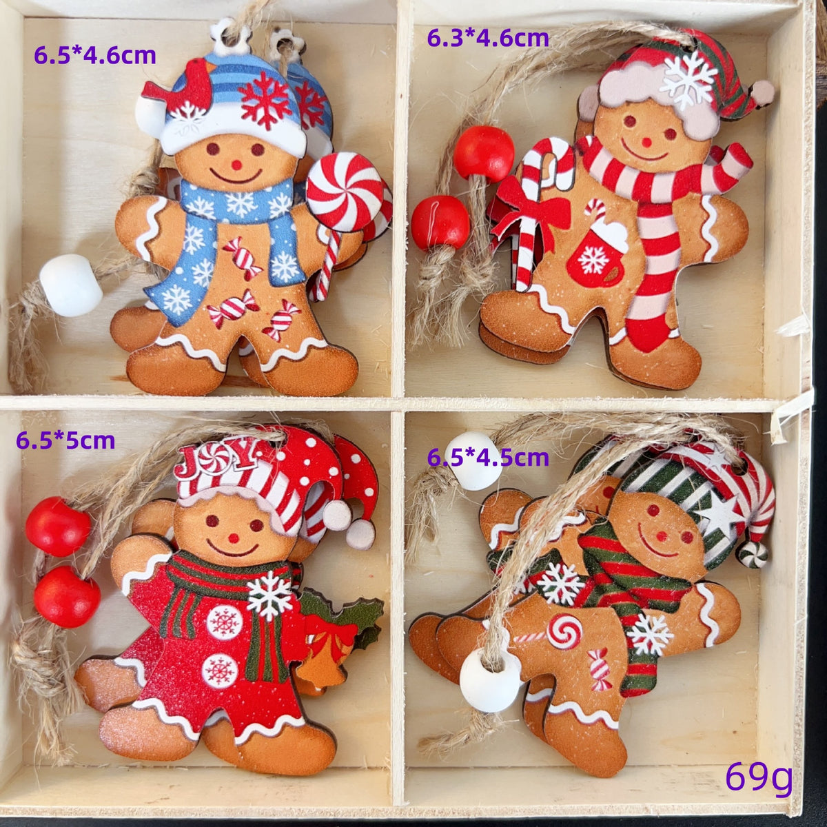 Wooden Gingerbread Ornaments for Rustic Christmas Decor