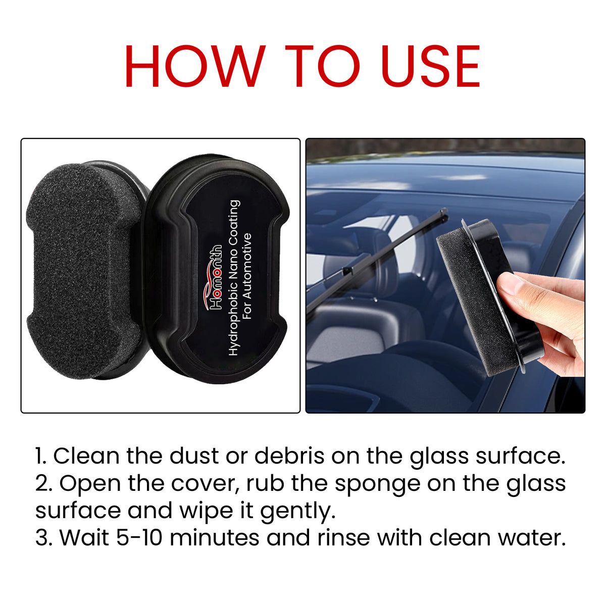 Car Glass Deicing Sponge With Hydrophobic Coating