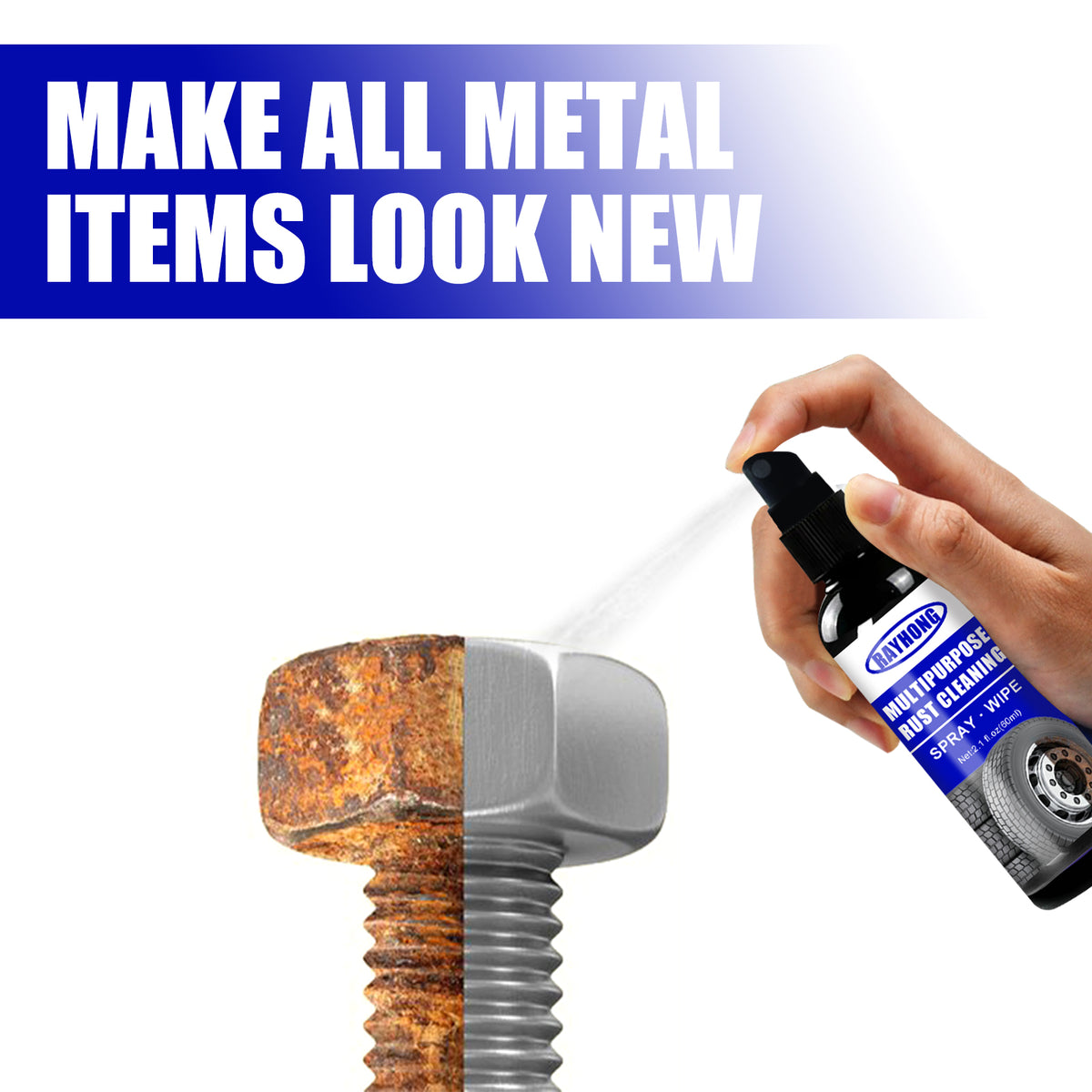 Rust Remover Spray for Metal Doors, Bolts & Wheels