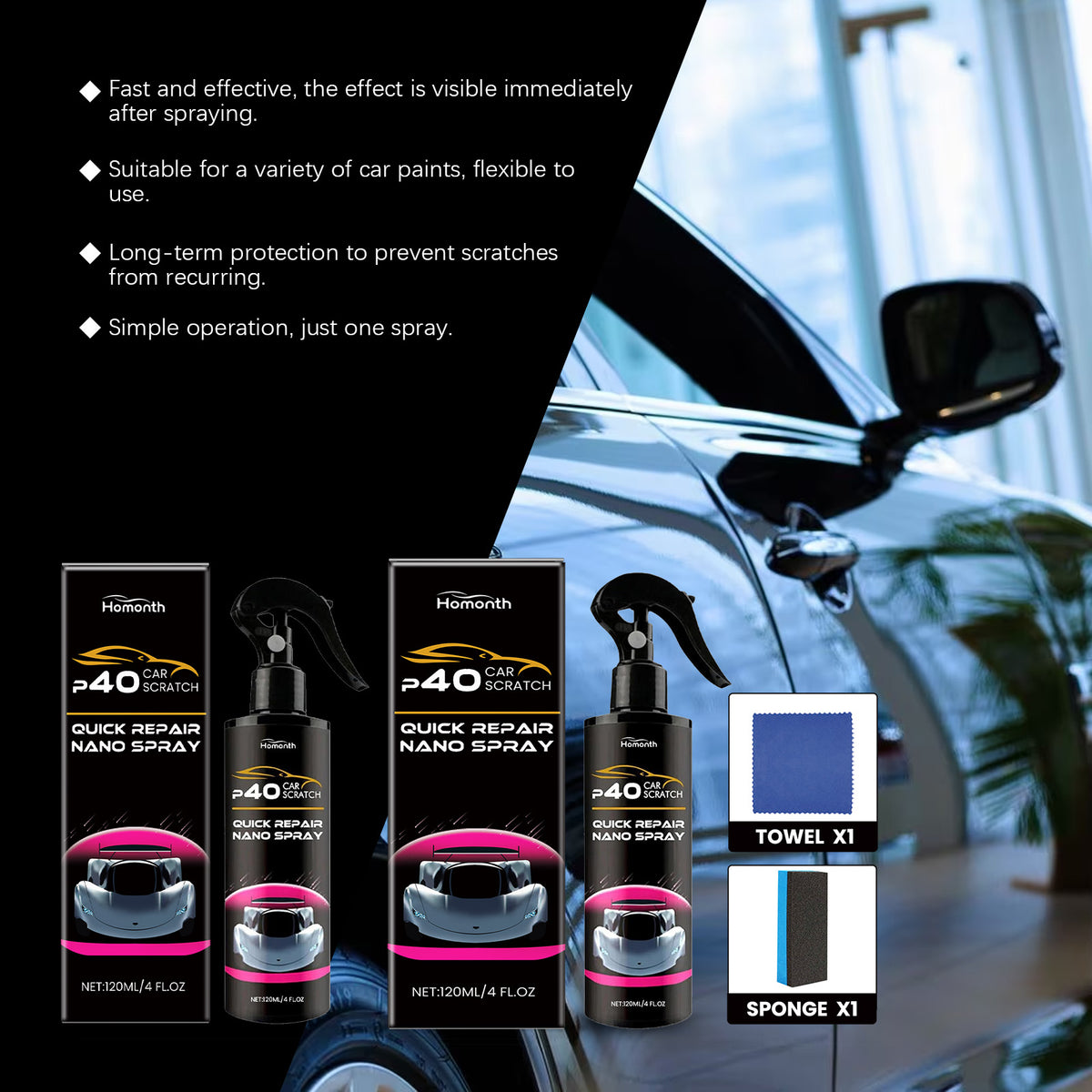 Car Scratch Repair Spray for Quick Paint Polish Care