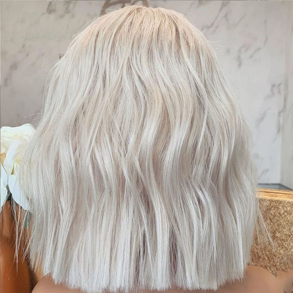 Platinum Blonde Bob Wig with Lace Front Waves