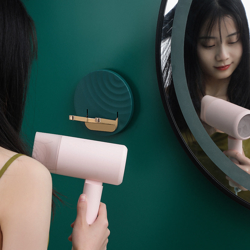 Punch-Free Foldable Hair Dryer Holder for Bathroom Wall