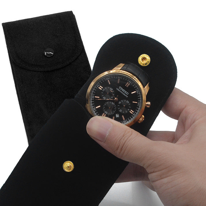 Velvet Watch Pouch with Snap Button, Scratch-Resistant