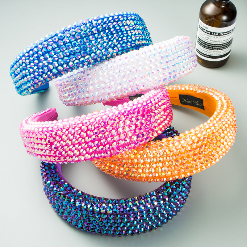Wide Brim Headband With Full-Drill Sparkle Design