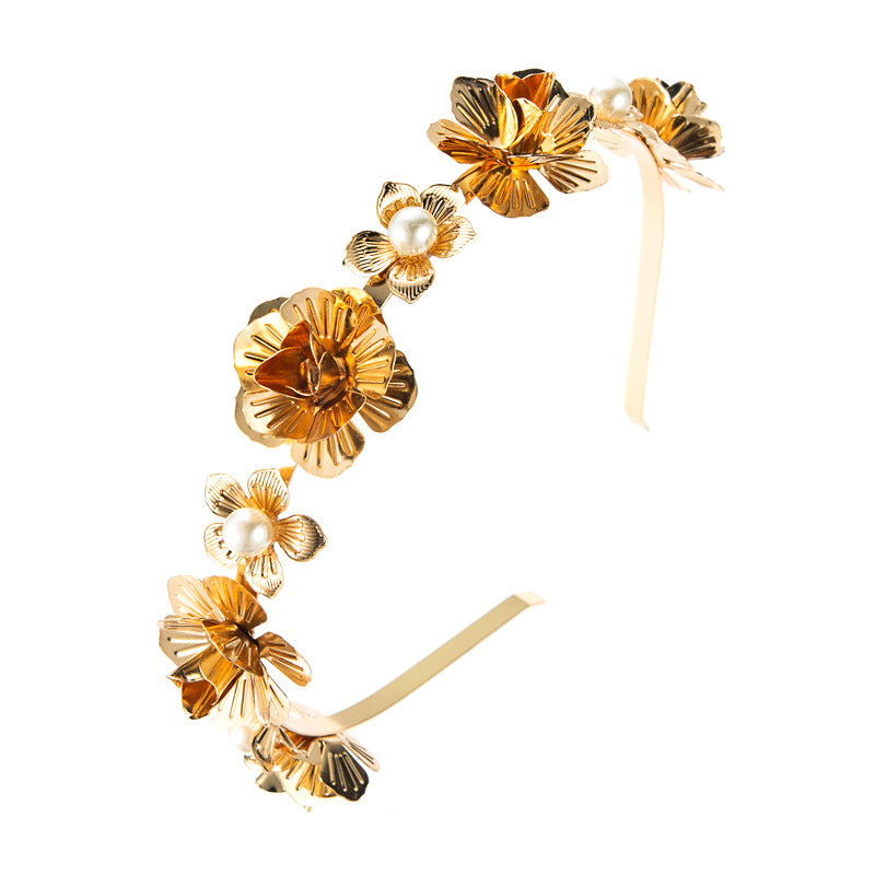 Floral Pearl Hair Hoop for Romantic Wedding Hairstyles